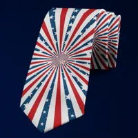 Stars And Stripes American Flag Pattern Neck Tie