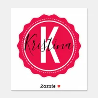 Trendy Stylish Pink Monogram Initial & Name Sticker