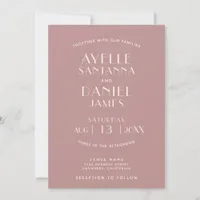 Simple Clean Minimal Blush Ecru Wedding Invitation