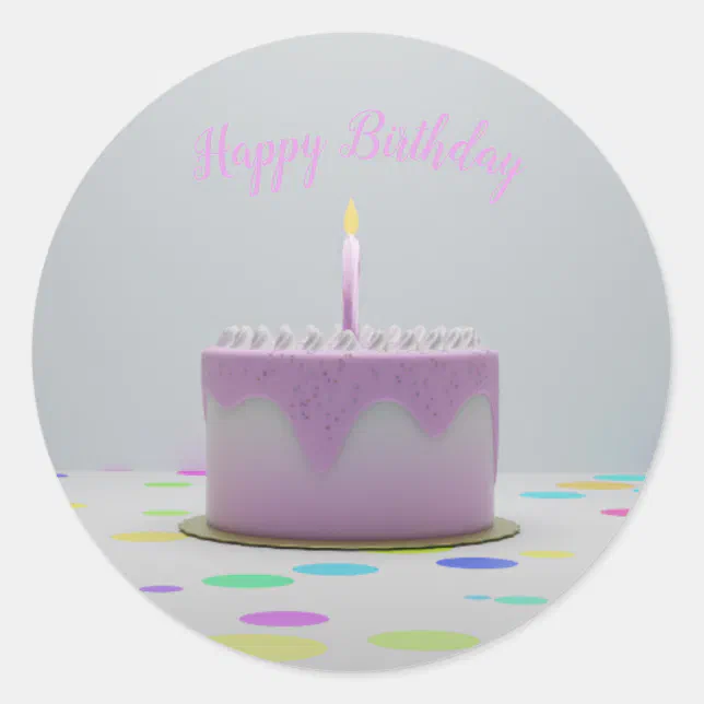 Pink Birthday Cake Classic Round Sticker