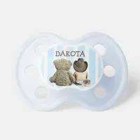 Personalized Cowboy and Teddy Bear Baby Pacifier
