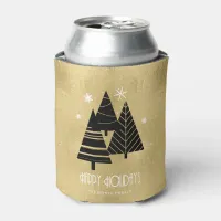 Christmas Trees and Snowflakes Gold ID863  Can Cooler