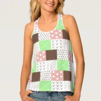 Boho Brown, Burgundy, Green and Mauve Whimsical Tank Top