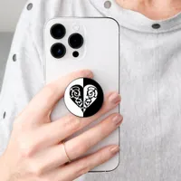 Black &White Filigree Heart PopSocket