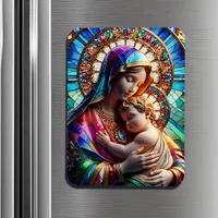 Virgin Mary and Baby Jesus Stained Glass Magnet