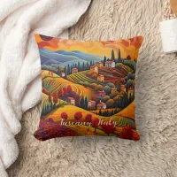 Painting of Tuscany in Autumn | Italy | Travel Art Throw Pillow