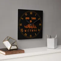 Here There Be Witches  Square Wall Clock