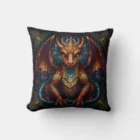 Multi Colored rainbow Dragon Throw Pillow