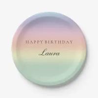 Elegant Pastel Watercolor Happy Birthday Party Paper Plates