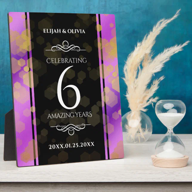 Elegant 6th Amethyst Wedding Anniversary Plaque