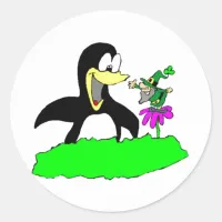 Penguin and Leprechaun Classic Round Sticker