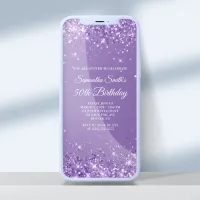 Glittery Pale Purple 50th Birthday Invitation