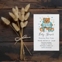 Cute Blue Boy’s Teddy Bear Baby Shower  Invitation