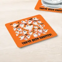 Funny You've Been Ghosted Ghosts in Flight Square Paper Coaster