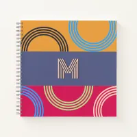 Mid Century Modern Monogrammed Abstract Geometric Notebook