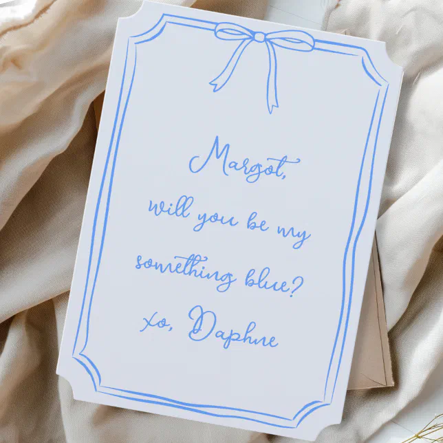 Be my something blue? Bow Bridesmaid Proposal Invitation