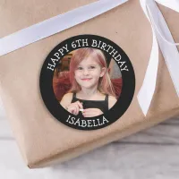 Personalized Photo, Age and Name Birthday  Classic Round Sticker