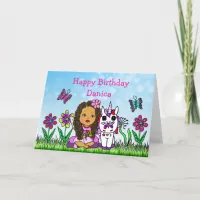 Personalized Fairy and Unicorn  Happy Birthday Card