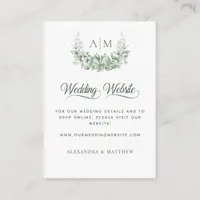 Elegant Monogram Eucalyptus Wedding Website Enclosure Card