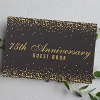 75th Anniversary Black Gold Confetti Elegant Guest Book