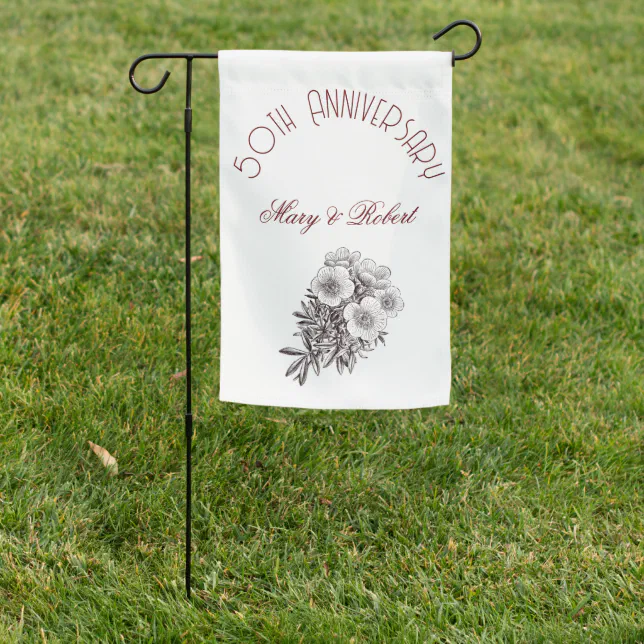 Flourished 50th anniversary - personalized  garden flag