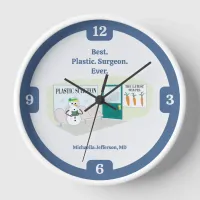 Funny Ms Frosty at plastic surgeon cartoon Clock