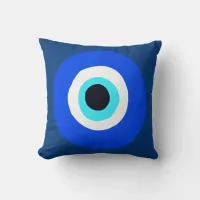 Greek Eye Symbol on Navy Blue Throw Pillow