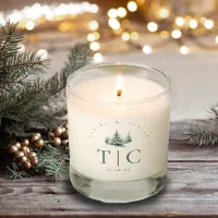 Rustic Winter Wedding Initials Forest Green ID1049 Scented Candle