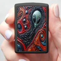 Mysterious Alien Presence in Vibrant Cosmic Swirl Zippo Lighter