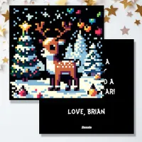 Pixel Art Reindeer in the Snow Christmas  Holiday Card