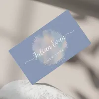 Elegant Script Pastel Watercolor Blue Healthcare Business Card