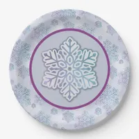 Snowflakes Iridescent Blue & Purple Paper Plates