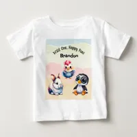 Wild One Happy Fun Woodland Animals Watercolor Baby T-Shirt