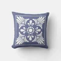 Classic Blue and White Decorative Tiled Throw Pillow