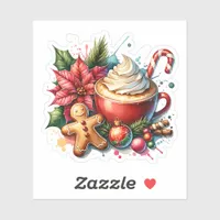 Charming Hot Cocoa and Gingerbread Men Christmas Sticker