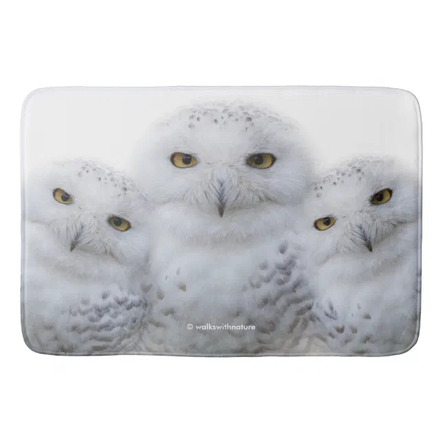 Dreamy Wisdom of Snowy Owls Bath Mat
