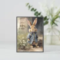 Cute Vintage Style Bunny Postcard