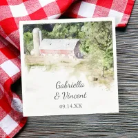 Red Barn and Silo Country Farm Wedding Napkins