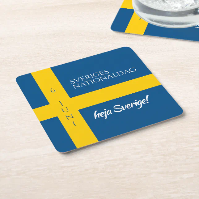 Sveriges Nationaldag Swedish National Day Flag Square Paper Coaster