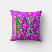 Girl's Name Raya with Stars and Hearts Throw Pillo Throw Pillow