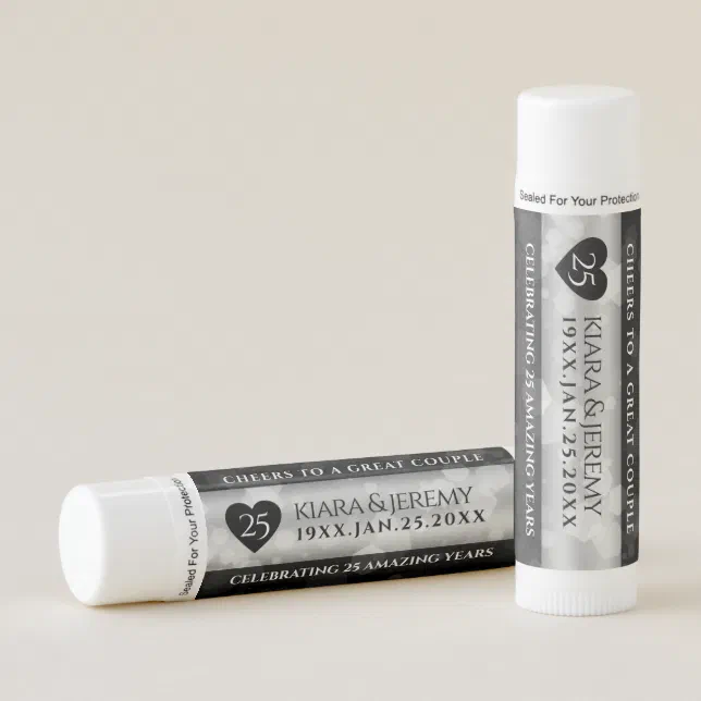 Elegant 25th Silver Wedding Anniversary Lip Balm