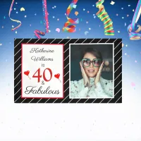 40 & Fabulous 40th Birthday Photo Black White 3x5 Banner