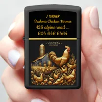 Golden Leghorns in a Sunny Farmyard Zippo Lighter