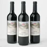 Red Barn on Hillside Country Farm Wedding Wine Label