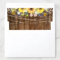 Rustic Sunflower and String Lights Wedding Envelope Liner