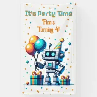 Pixel Art Robot Boy's Birthday Party Banner