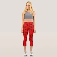 Fun Ladybugs - red pattern Capri Leggings