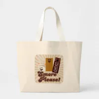 Cheeky Smore Please Campfire Dessert Cartoon Large Tote Bag