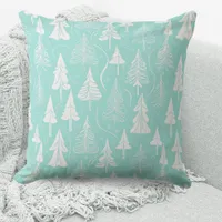 Teal Christmas Tree Pattern#6 ID1009 Throw Pillow