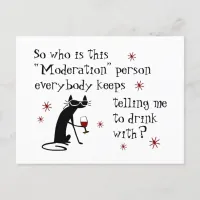 Who Is This Moderation Funny Wine Quote Postcard